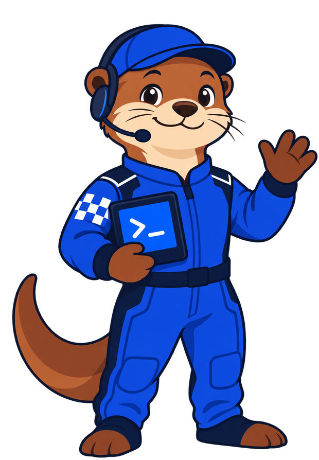 Pip, the SaaS Pit Crew otter mascot, waving